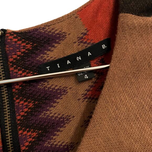 Tiana B Camel, Brown, Orange Short Sleeve Shift Dress 4 - Picture 5 of 6